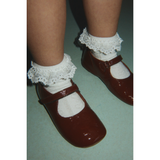 Konges Sløjd Red/Off White 2 Pack Pointelle Frill Strumpor