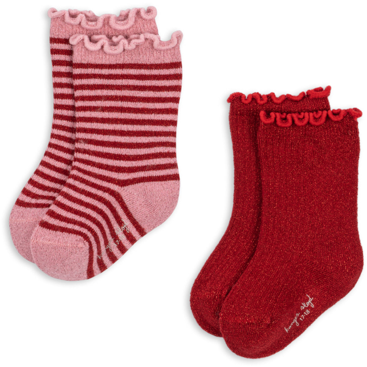 Konges Sløjd Red Stripe 2 Pack Glitter Strumpor
