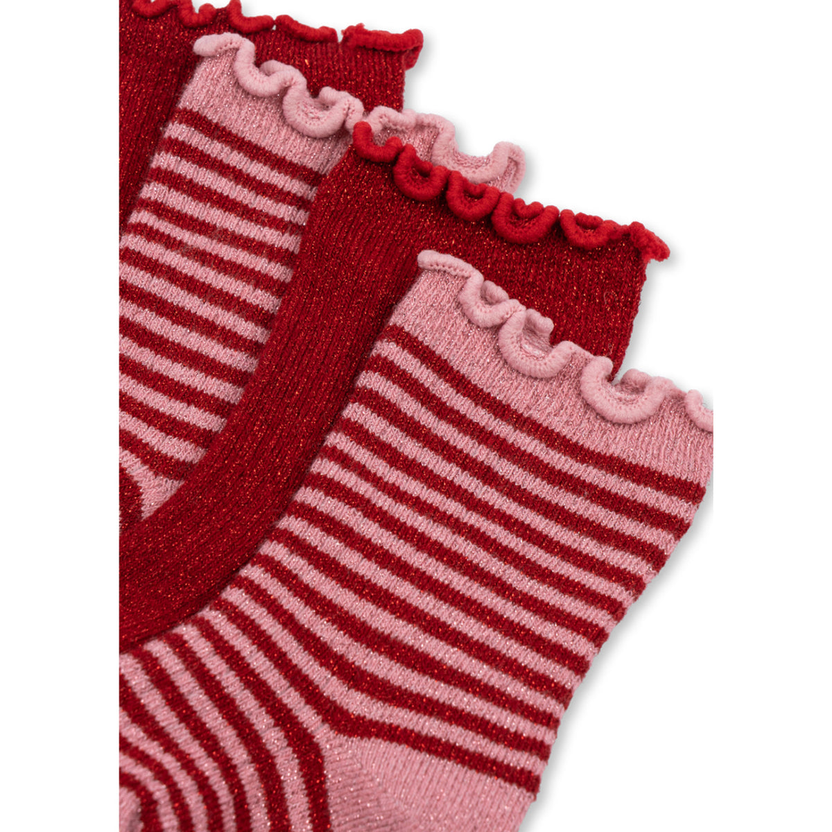 Konges Sløjd Red Stripe 2 Pack Glitter Strumpor
