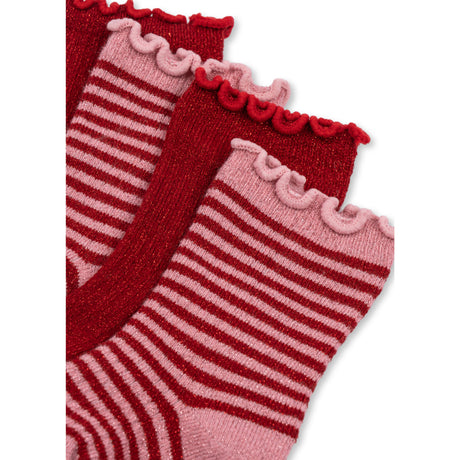 Konges Sløjd Red Stripe 2 Pack Glitter Strumpor