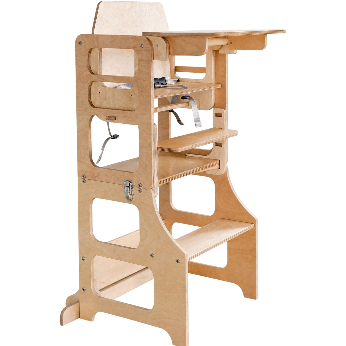 Duck Woodworks Natural Foldbar EC Kitchen Tower Med Højt Stol Addon Sett