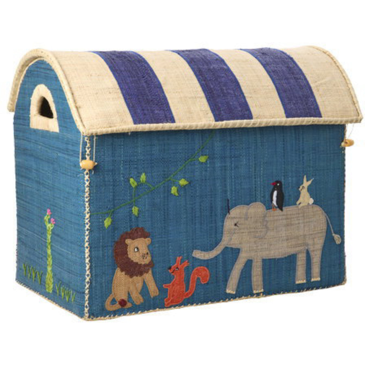 Rice Raffia Leksak Baskets Med Animal Theme - Sett Of 3