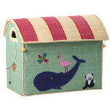 Rice Raffia Leksak Baskets Med Animal Theme - Sett Of 3