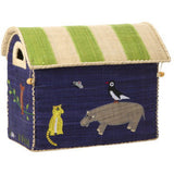 Rice Raffia Leksak Baskets Med Animal Theme - Sett Of 3