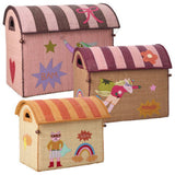 Rice Raffia Leksak Baskets Med Hero Theme - Pink - Sett Of 3