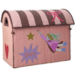 Rice Raffia Leksak Baskets Med Hero Theme - Pink - Sett Of 3