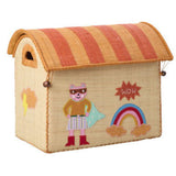 Rice Raffia Leksak Baskets Med Hero Theme - Pink - Sett Of 3