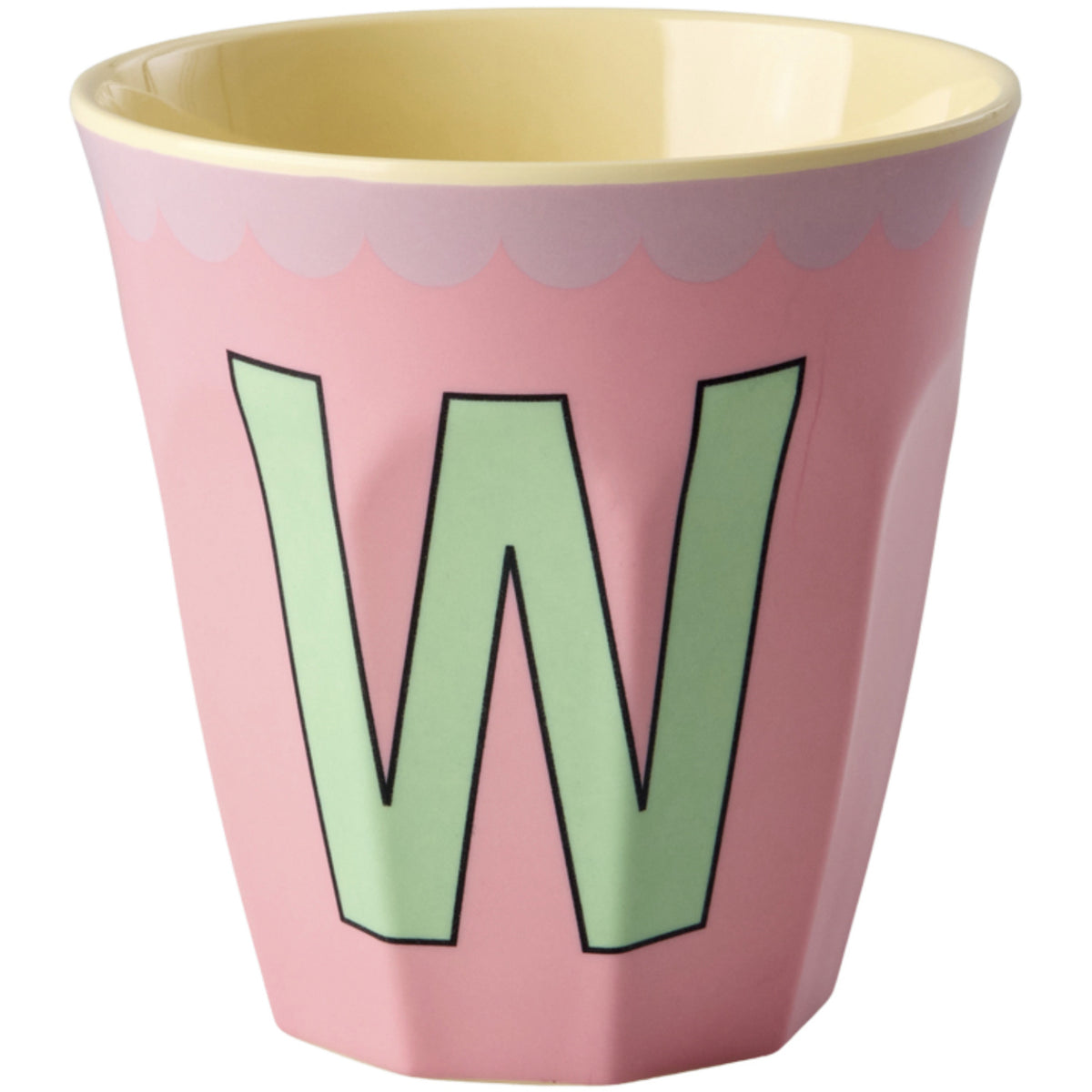 Rice Melamin Kopp Med The Letter W - Vintage - Pink - Medium - 250 Ml