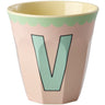 Rice Melamin Kopp Med The Letter V - Vintage - Soft Pink - Medium - 250 Ml