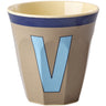 Rice Melamin Kopp Med The Letter V - Vintage - Dark Beige - Medium - 250 Ml