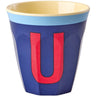 Rice Melamin Kopp Med The Letter U - Vintage - Royal Blue - Medium - 250 Ml