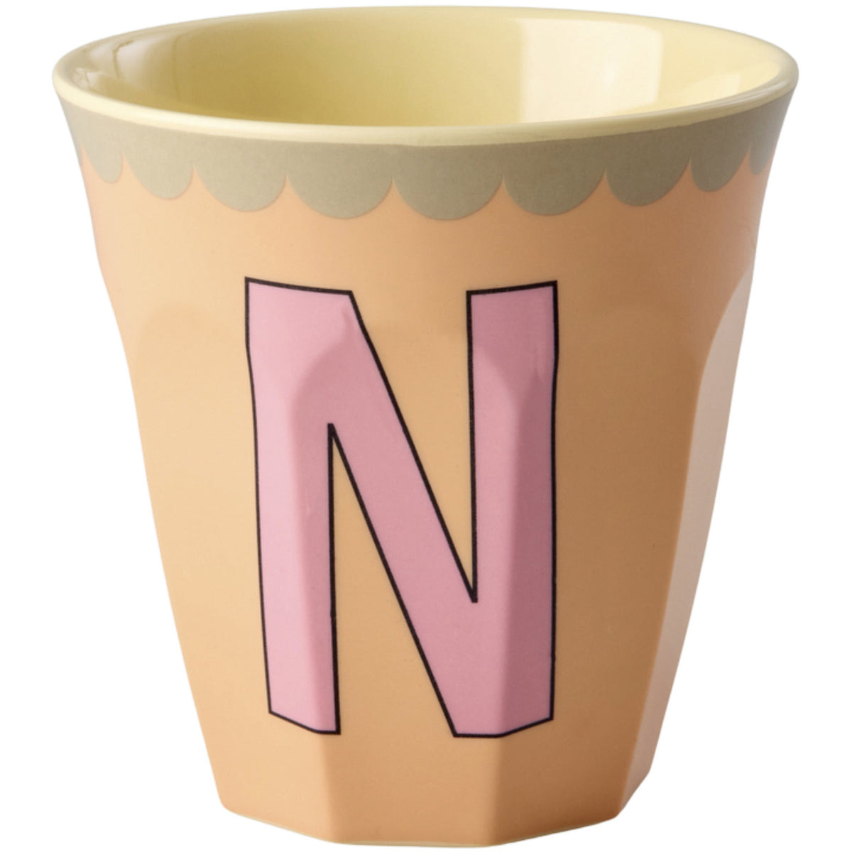 Rice Melamin Kopp Med The Letter N - Vintage - Peach - Medium - 250 Ml