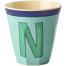 Rice Melamin Kopp Med The Letter N - Vintage - Mint Green - Medium - 250 Ml
