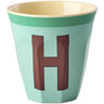 Rice Melamin Kopp Med The Letter H - Vintage - Mint Green - Medium - 250 Ml