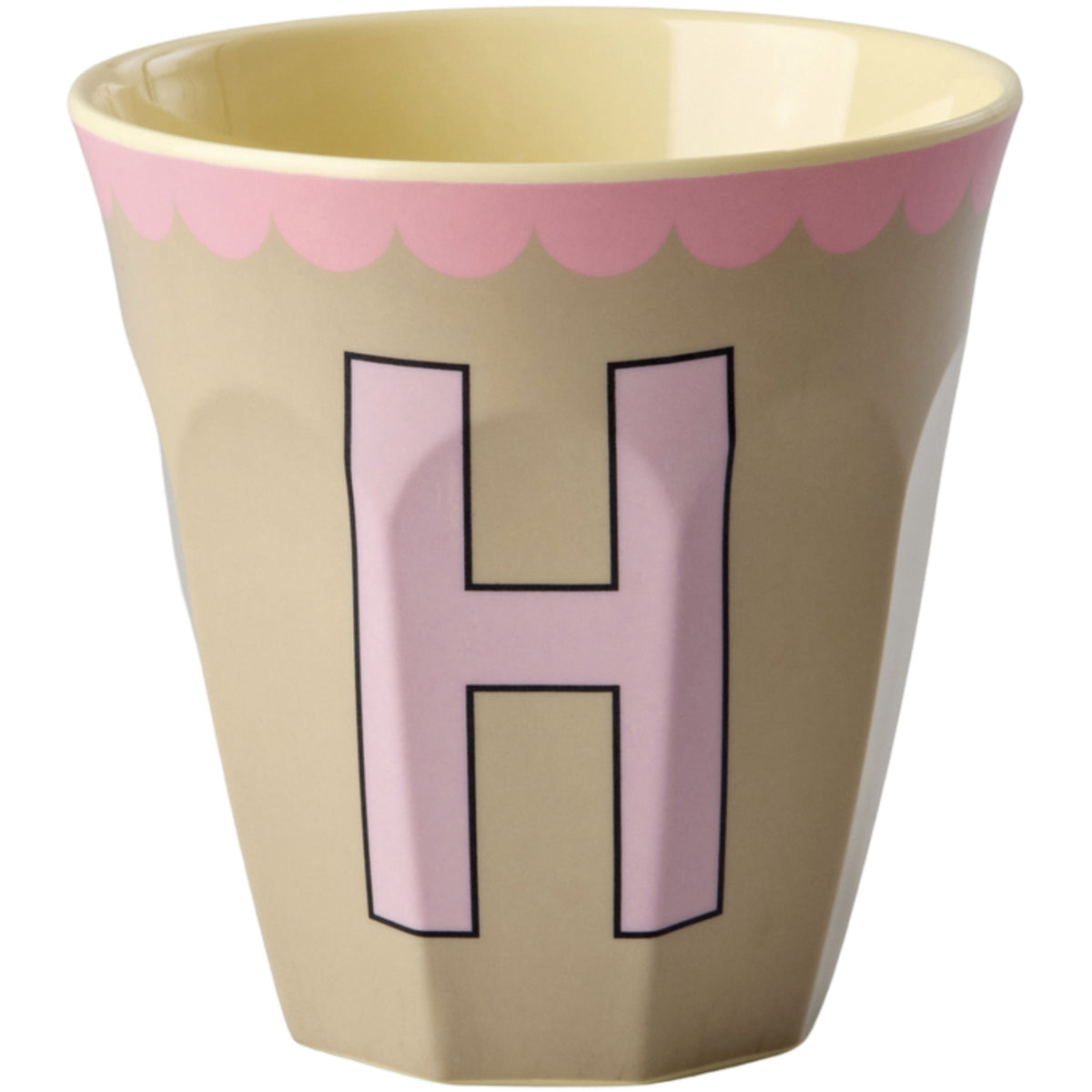 Rice Melamin Kopp Med The Letter H - Vintage - Beige - Medium - 250 Ml