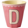 Rice Melamin Kopp Med The Letter D - Vintage - Salmon - Medium - 250 Ml