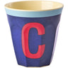 Rice Melamin Kopp Med The Letter C - Vintage - Royal Blue - Medium - 250 Ml