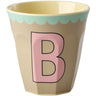 Rice Melamin Kopp Med The Letter B - Vintage - Beige - Medium - 250 Ml