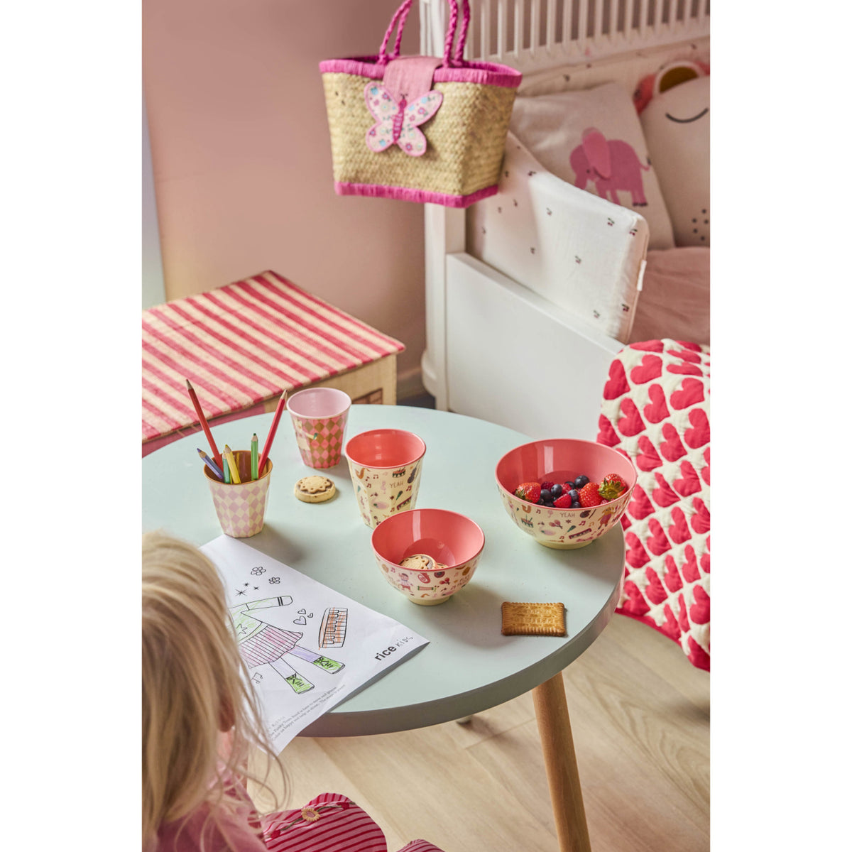 Rice Melamin Skål Med Pink Musik Band Print - Medium - 700 Ml