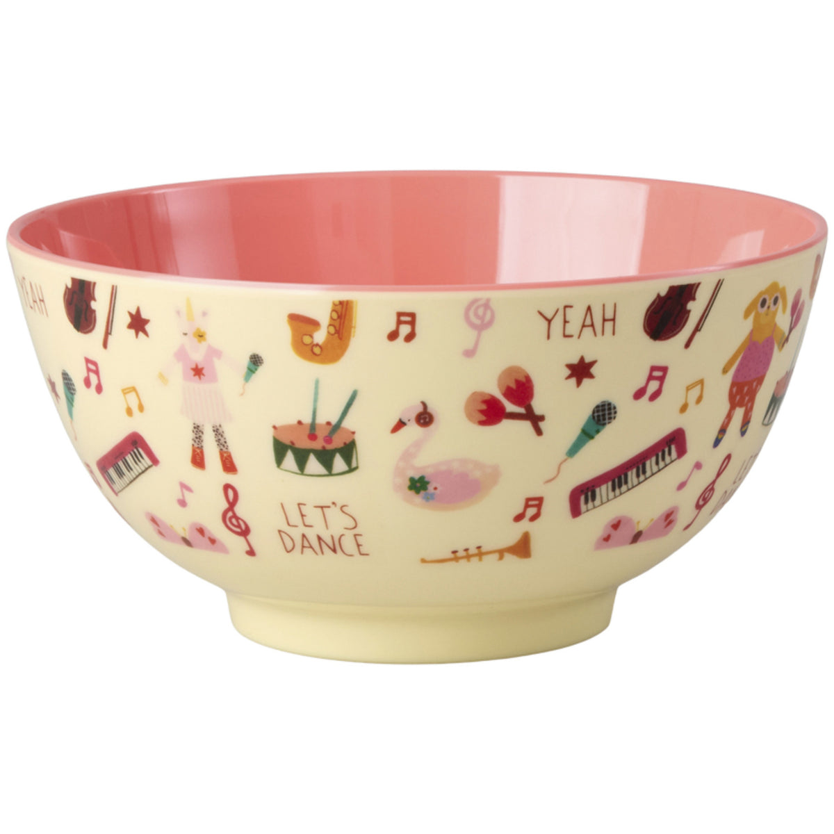 Rice Melamin Skål Med Pink Musik Band Print - Medium - 700 Ml