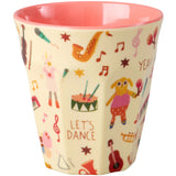 Rice Melamin Kopp Med Pink Musik Band Print - Medium - 250 Ml