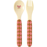 Rice Kids Melamin Sked And Fork Med Pink Musik Band Print