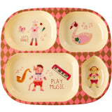 Rice Melamin Kids 4 Room Tallrik Med Pink Musik Band Print