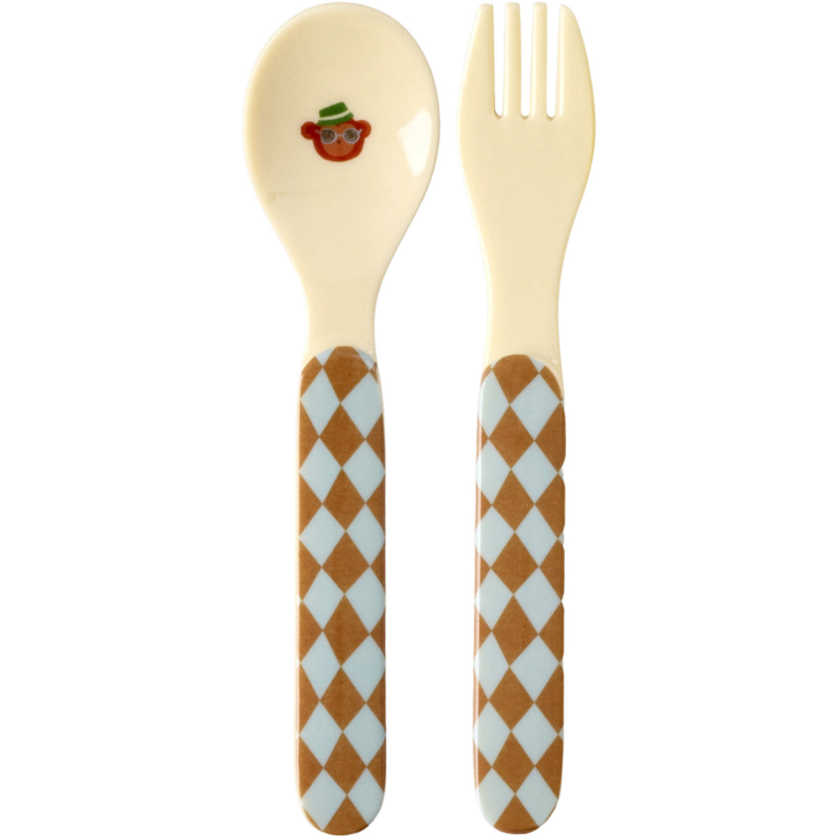 Rice Kids Melamin Sked And Fork Med Blue Musik Band Print