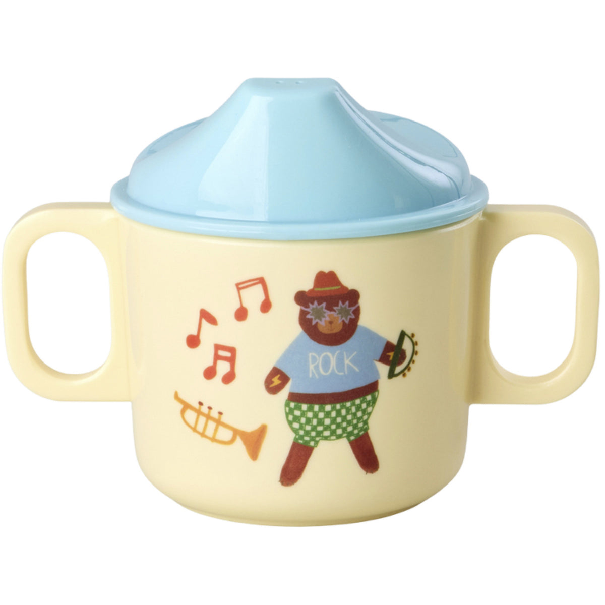Rice Melamin 2 Handle Baby Kopp Med Blue Musik Band Print - 250 Ml
