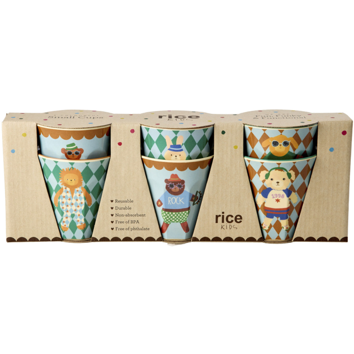 Rice Melamin Kids Kopp Med Blue Musik Band Print - Small - 6 Pack - 160 Ml