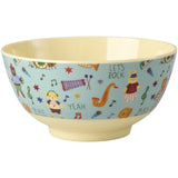 Rice Melamin Skål Med Blue Musik Band Print - Medium - 700 Ml
