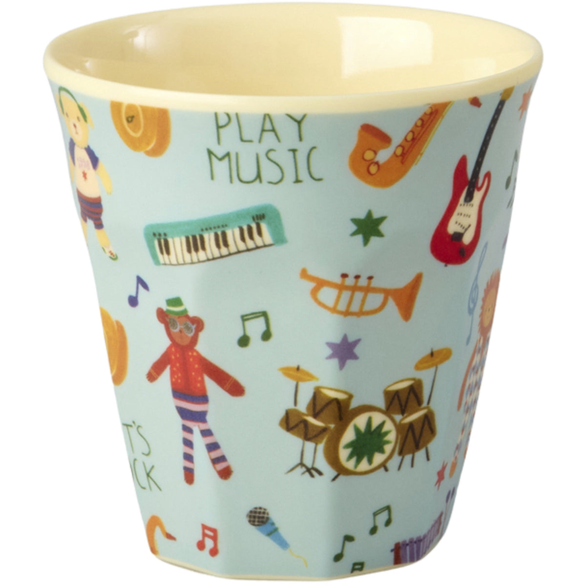 Rice Melamin Kids Kopp Med Blue Musik Band Print - Small - 160 Ml