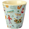Rice Melamin Kids Kopp Med Blue Musik Band Print - Small - 160 Ml
