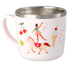 Rice Rustfrit Stål Baby Kopp Med Handle And Fixed Överdrag - Pink Fun Fair Print - 260 Ml