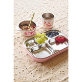 Rice Rustfrit Stål Baby Kopp Med Handle And Fixed Överdrag - Pink Fun Fair Print - 260 Ml