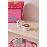Rice Rustfrit Stål Baby Kopp Med Handle And Fixed Överdrag - Pink Fun Fair Print - 260 Ml
