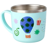 Rice Rustfrit Stål Baby Kopp Med Handle And Fixed Överdrag - Mint Fun Fair Print - 260 Ml