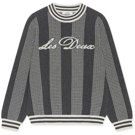 Les Deux Kids Charcoal Melange Striped Signature Stickad KIDS