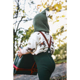 Silly Silas Footless Bomull Strumpbyxar Med Braces Dark Forest Green Christmas Patterned