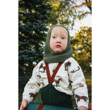 Silly Silas Footless Bomull Strumpbyxar Med Braces Dark Forest Green Christmas Patterned
