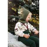 Silly Silas Footless Bomull Strumpbyxar Med Braces Dark Forest Green Christmas Patterned