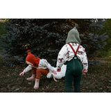 Silly Silas Footless Bomull Strumpbyxar Med Braces Dark Forest Green Christmas Patterned