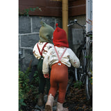Silly Silas Footless Bomull Strumpbyxar Med Braces Cinnamon Christmas Patterned