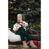Silly Silas Footless Bomull Strumpbyxar Med Braces Dark Forest Green Christmas Patterned