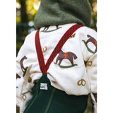 Silly Silas Footless Bomull Strumpbyxar Med Braces Dark Forest Green Christmas Patterned