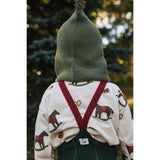 Silly Silas Footless Bomull Strumpbyxar Med Braces Dark Forest Green Christmas Patterned
