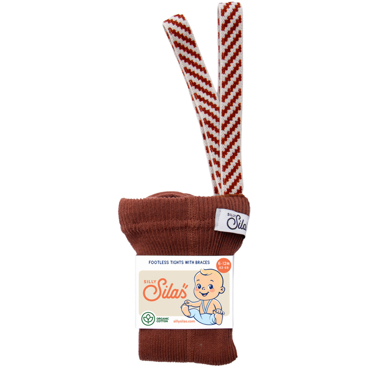 Silly Silas Footless Bomull Strumpbyxar Med Braces Cinnamon Christmas Patterned
