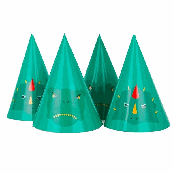 My Little Day Dino Party Hats 8 stk