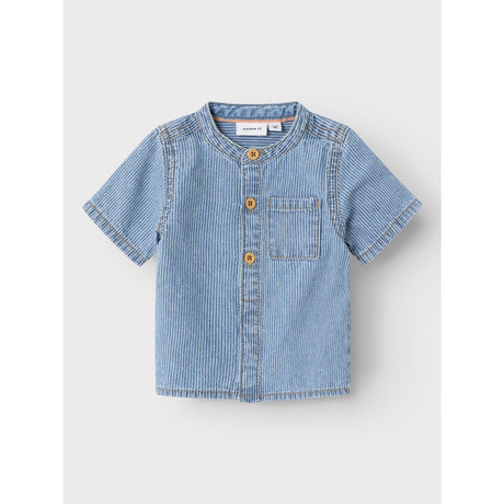 Name It Light Blue Denim Leo Stripe Denim Skjorta