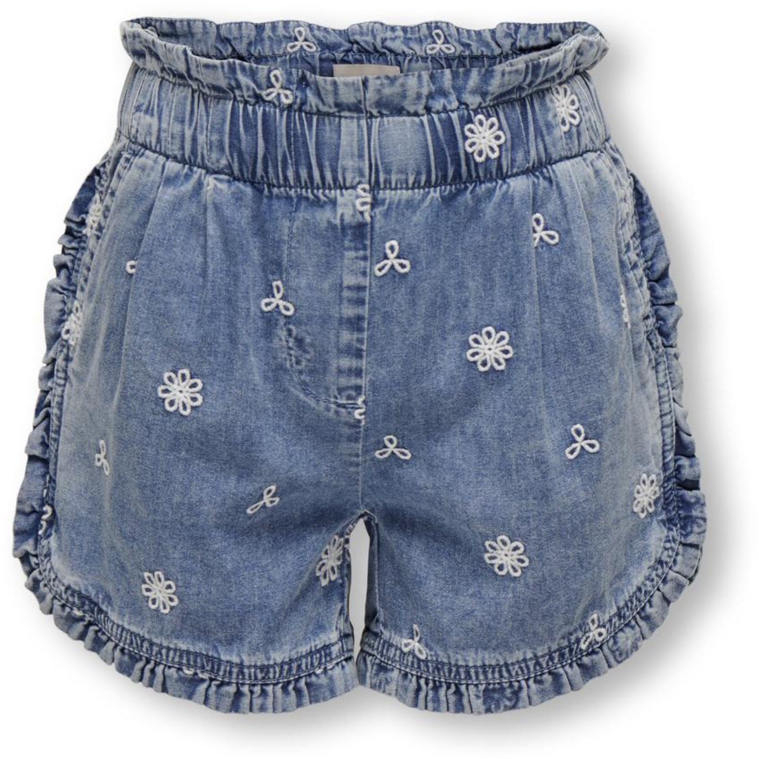 kids ONLY Medium Blue Denim Dandy Embroidery Frill Denim Shorts